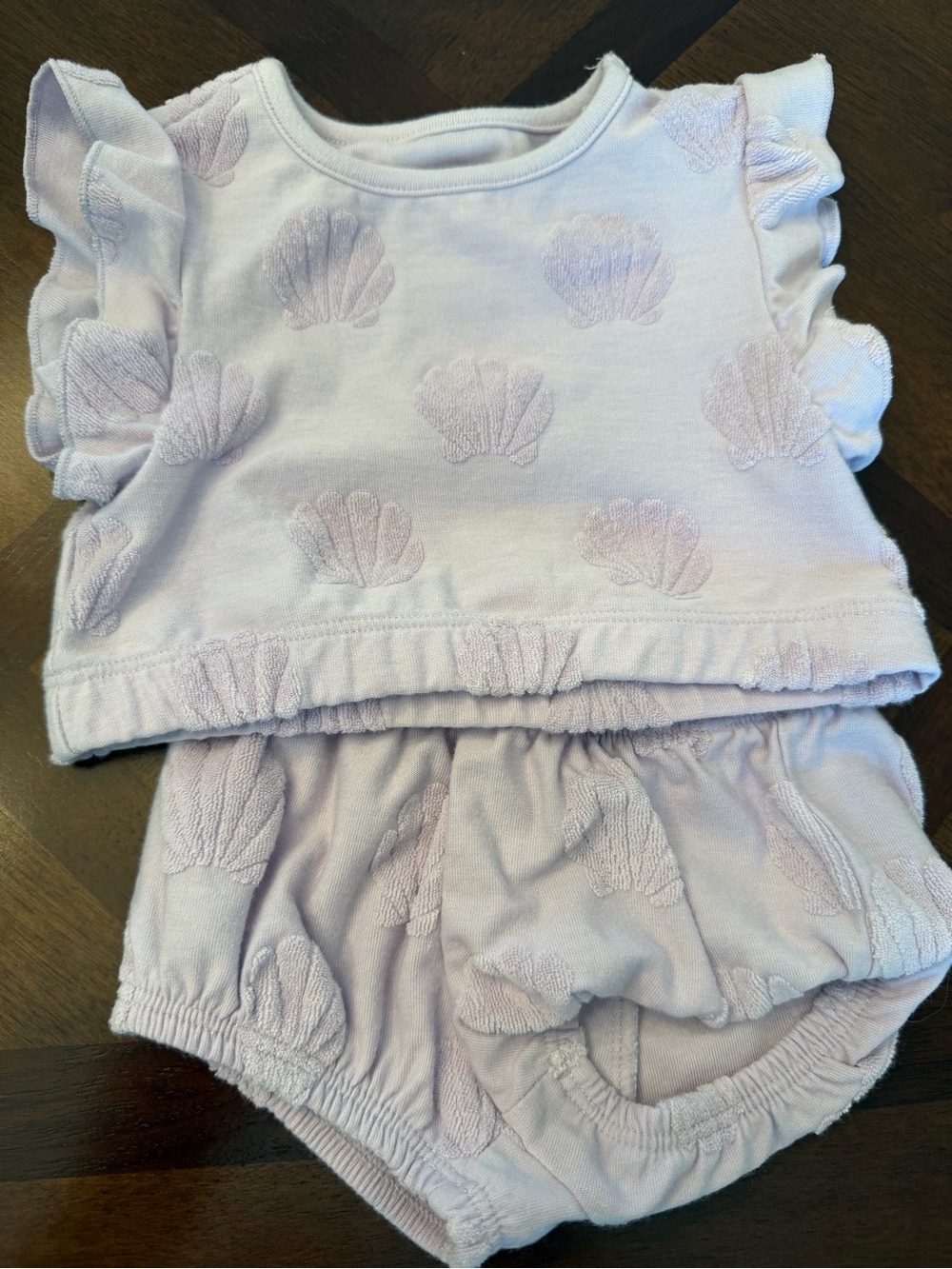 Carter's Light Lavender Shell Embroidered Diaper Cover Two-Piece Set